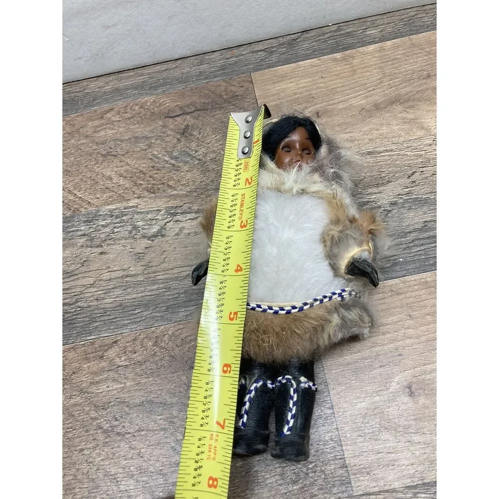 Vintage Inuit Alaskan Eskimo Doll Real Fur Clothes 7.5